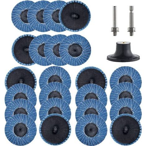 Plateau À Couvercle Rabattable Roll-lock De 24 Pièces De 2 Po Avec Accessoires De Machine À Perforer De 1/4 Po Meule Plate En Zircon T27 À Grain 36 Pour La Préparation De Surface (grain 36)