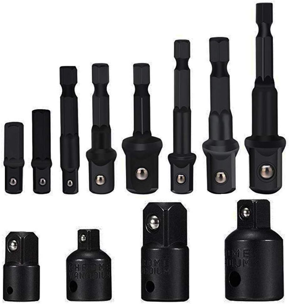 Socket Adaptor Converter Set Clé D'Écrou De Forets À Queue Hexagonale 8 Pièces Socket Extension Adaptateur Bit Set Lot De 4 Adaptateurs Réducteurs Pour Clés À Rochet/clé À Douille (black)