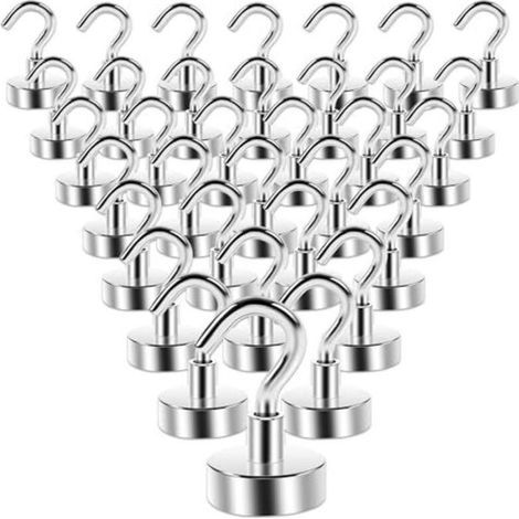 35 Petits Crochets Magnétiques Néodyme Extra-forts De 16 Mm Pour La Cuisine, Le Camping, Le Barbecue, Le Bureau, Les Activités De Plein Air Et Les Croisières, Argent