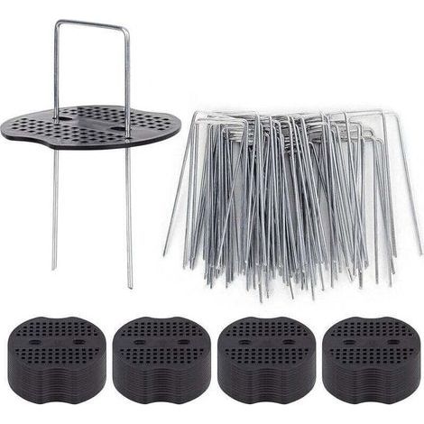 50 Piquets De Jardin Ave Rondelles, Piquets De Fixation En Acier Galvanisé Pour Baches Agraphes De Fixation De Toile De Paillage Piquets Galvanisé