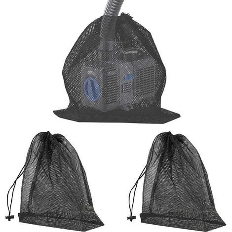 3 Pcs Sac En Filet De Filtre De Pompe Sac De Filtre De Pompe D'Étang Avec Cordon De Serrage Sac Filtrant De Pompe À Eau Sac De Barrière De Pompe Pour Filtre Bassin Exterieur(40x30cm/45x45cm)