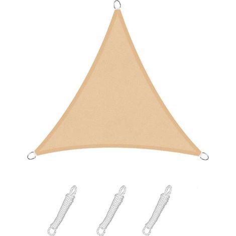 Ineasicer Voile D'Ombrage Triangle 3x3x3m Color Sable,toile Imperméable Une Protection Des Rayons Uv À 95%, Pour En Plein Air, Jardin & Terrasse, Piscine