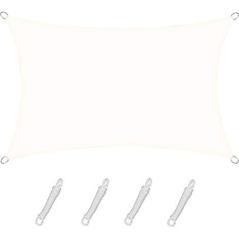 Voile D'Ombrage Rectangulaire Carré 2.5x3m Color Crème,toile Imperméable Une Protection Des Rayons Uv À 95%, Pour En Plein Air, Jardin & Terrasse, Piscine