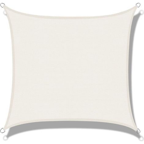 Voile D'Ombrage (hdpe) Rectangulaire 2 X 2m Crème Protection Des Rayons Uv Pour Terrasse Camping Extérieur Jardin