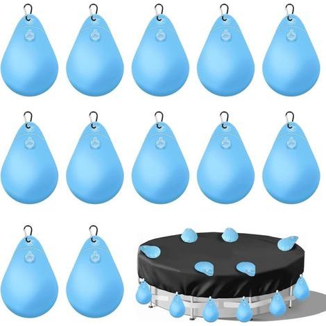 Lot De 12 Sacs À Eau Pour Bâche De Piscine Avec Crochets, Sacs D'Eau Lourds Pour Couverture De Piscine, En Pvc, Anti-fuite, Sac À Suspendre, À Remplir, Poids Pour Bâche De Piscine D'Hiver