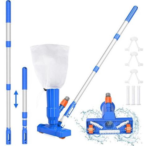 Kit D'Aspirateur De Piscine Amélioré, Bassin D'Aspirateur De Piscine Portable Avec Brosse, Sac À Feuilles Et Poteau De 40 '' Idéal Pour Piscine Hors Sol Et Gonflable, Spa, Étang, Fontaine