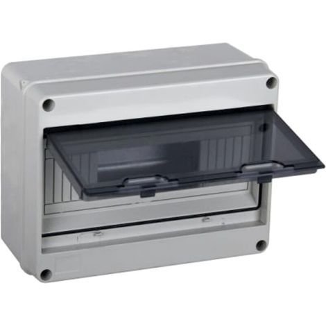 – Coffret Électrique Étanche Ip65 1 Rangée 12 Modules – Résine Abs Pour Extérieur – Porte Transparente Et Couvercle Verrouillable