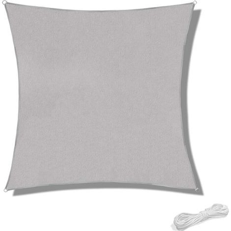 Ineasicer Voile D'Ombrage 2x2m Auvent Résistante Aux Imperméable Pour Patio & Terrasse Jardin De Protection Solaire 90% Une Protection Des Rayons Uv Avec Corde Libre Carré Gris