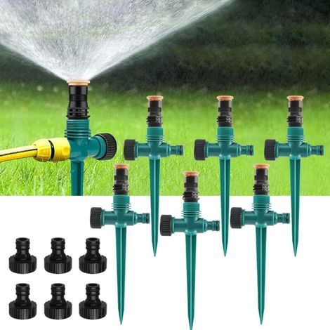 Lot De 3 Arroseurs De Pelouse, Arroseur Automatique À 360°, Multifonctions, Pour Tuyaux D'Arrosage 1/2, 1/4, Arroseur D'Eau Réglable Pour Jardin, Pelouse (vert-6)