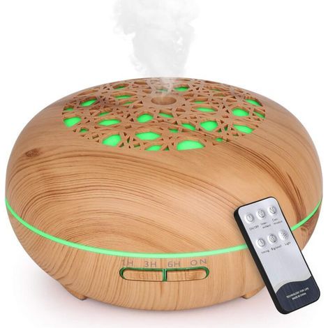 – Diffuseur D'Huiles Essentielles 550ml – Humidificateur Électrique À Grain De Bois – 3 Réglages De Minuterie – Brume Froide Silencieuse