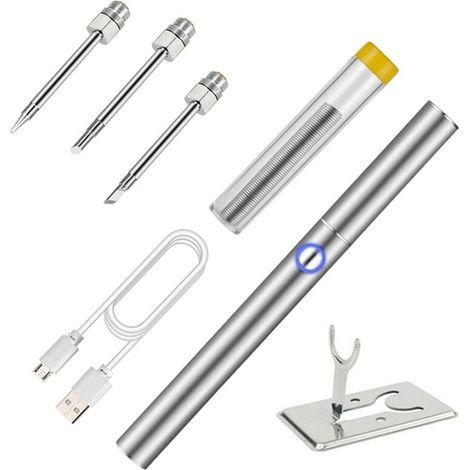 Ensemble De Pistolets De Soudage Letcon Portables, Chargement Usb, Sans Fil, Batterie Intégrée, Composants Électroniques À Souder, Avec 3 Têtes De Soudage, Support En Métal, Température Réglable, Prot