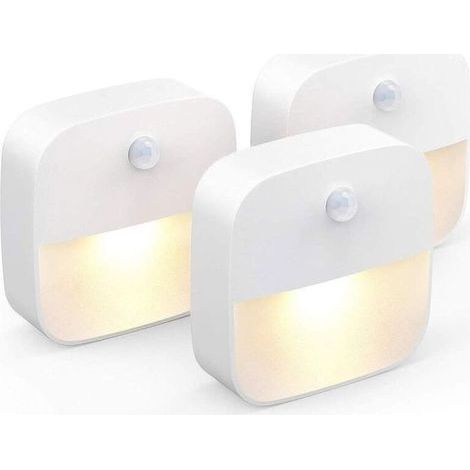 Veilleuse Led, Lampe De Nuit Murale Avec Détecteur De Mouvement Autocollante, Veilleuse Murale Pour Salle De Bains, Chambre, Couloir, Blanc Chaud