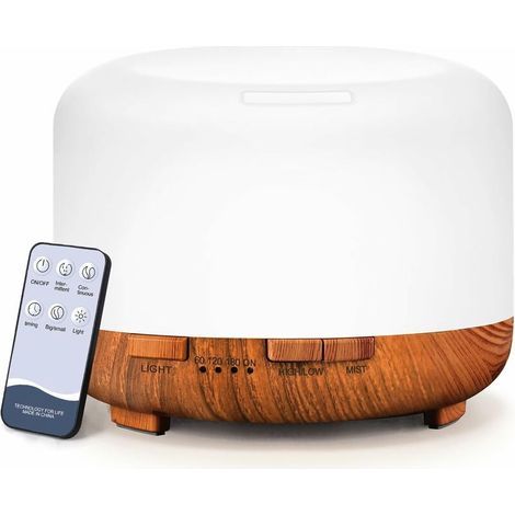 Diffuseurs D'Huiles Essentielles, Diffuseurs De Grains De Bois De 500 Ml Pour Huiles Essentielles, Grande Pièce, Maison, Diffuseur D'Huiles D'Aromathérapie Avec Brume Froide (grain De Bois De Hêtre)