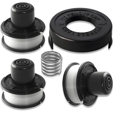 Bobines De Rechange Pour Black & Decker - Bobines Pour Débroussailleuse (3 Bobines + 1 Capuchon + 1 Jeu De Ressorts)