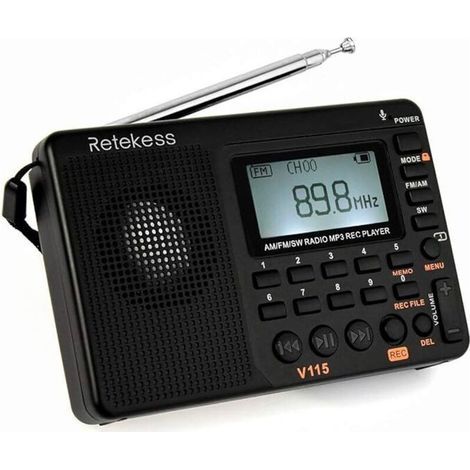 Radio Portable Rechargeable 1000mah – Prise Usb – Lecteur Mp3 Avec Carte Tf Jusqu'à 32 Go – Réveil Intégré – Salle De Bain, Cuisine