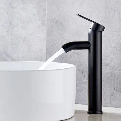 Robinet Noir Mat En Cuivre – Mitigeur Lavabo À Levier – Résistant Aux Rayures Et À La Corrosion – Installation Facile – Hauteur 29,5 Cm