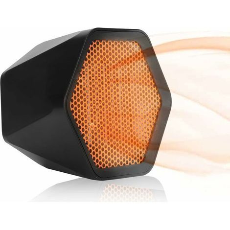Mini Radiateur Soufflant 600w, Chauffage D'Appoint Mobile Verticale, Thermostat, 2 Réglages De Température, Protection Contre Les La Surchauffe, Silencieux - Noir