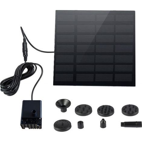 Fontaine Solaire - 1.5w Pompe De Fontaine Solaire Exterieure De Jardin Avec 6 Buses Pour Bain D'Oiseau, Étang, Piscine, Patio, Décoration De Jardin