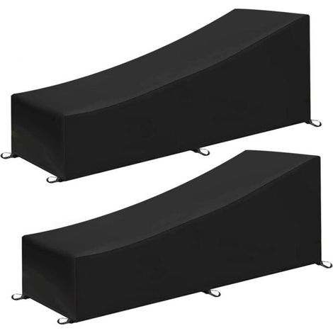 Housse De Chaise Longue De Jardin, 2pcs Housse De Chaise Longue Exterieur Imperméable Et Coupe-vent En Tissu Oxford 210d Pour Patio Extérieur