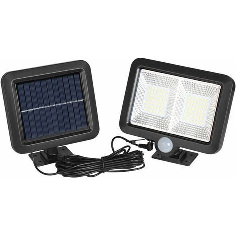 Lampe Solaire Exterieur Detecteur De Mouvement, Led Spot Solaire Exterieur, Étanche Ip65 Angle D\'éclairage De 120°, Lumière Solaire Avec Câble De 5m Pour Cabanon, Garage, Jardin, Balcon，fonepro