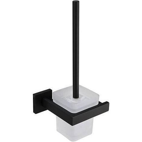 Porte Brosse Toilettes Et Support En Verre Brosse À Toilette Murale En Acier Inoxydable 304 Finition Satinée Noire Pour Salle De Bains( Brosse Inclus)
