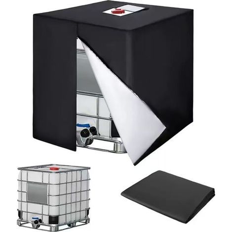 Bache Pour Cuve 1000l , 420d Réservoir D'Eau Couvercle, Anti-uv Housse Protection Cuve, Bâche De Protection Cuve Ibc Avec Fermeture Éclair, 120 X 100 X 116 Cm(noir)