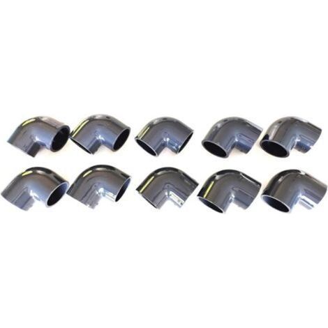 Pair - Lot De 10 Coudes 90° 50mm Pvc Pression Piscine Et Arrosage 5cm 50mm-