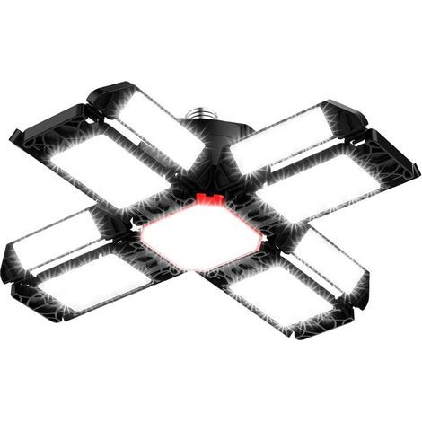 – Plafonnier Déformable 200w Avec 12 Panneaux Réglables – 10000 Lumens 6500k – Culot E26/e27 Pour Garage Et Entrepôt