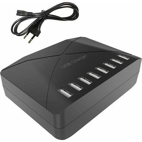 Chargeur Usb 40 W, Multi-usb À 8 Ports, Hub De Charge Avec Détection Intelligente, Station De Charge Usb Multi-ports, Pour Smartphones, Tablettes Et Autres Appareils