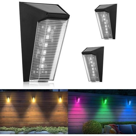 Lot De 2 Lampes Solaires Led Pour Extérieur, Applique Murale, Étanche, 5 Modes, Blanc Chaud, Pour Jardin, Clôture, Patio, Escalier