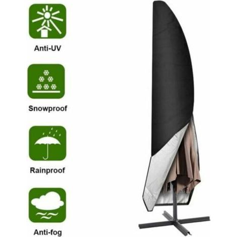 Couverture Pour Parasol, 265cm Jardin Parasol Couverture/housse De Protection Pour Parasol Oxford Étanche, Noir A