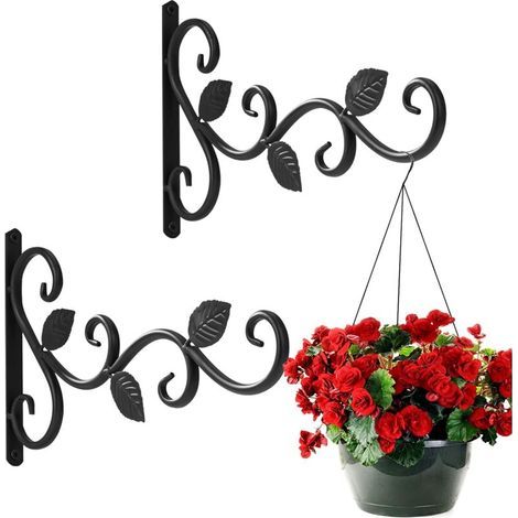 Supports De Panier Suspendu, Crochets De Suspension Muraux En Fer, Métal Supports D’accrochage Pour L’extérieur(2 Pièces)