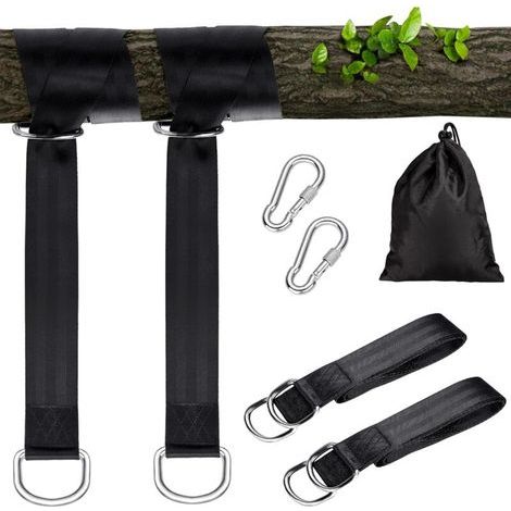 Fixation De Balançoire, 2 Sangles De Suspension Avec Anneaux En D Et Mousquetons Robustes, Sangles En Polyester Parfaites Pour Hamacs Et Pneus, Supporte Jusqu'à 1000 Kg, Avec Sac De Rangement
