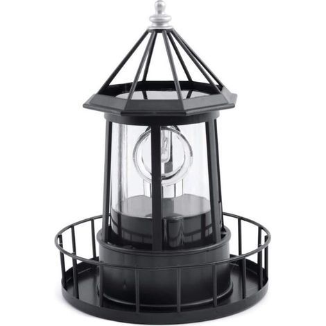Led Lampe De Phare Rotative Solaire, Lanterne De Décoration Extérieure De Jardin