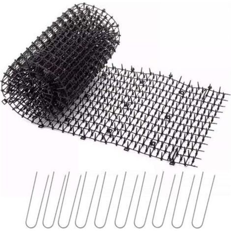 Répulsif Pour Insectes Et Animaux,tapis Anti Chat Jardin Avec Pointes 200281,8 Cm Avec 10 Piquets En Métal, Noir
