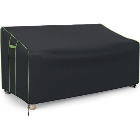 Housse Canapé Double – Oxford Enduit Argent – Anti-poussière, Anti-soleil – 137x94x69/89 Cm – Noir