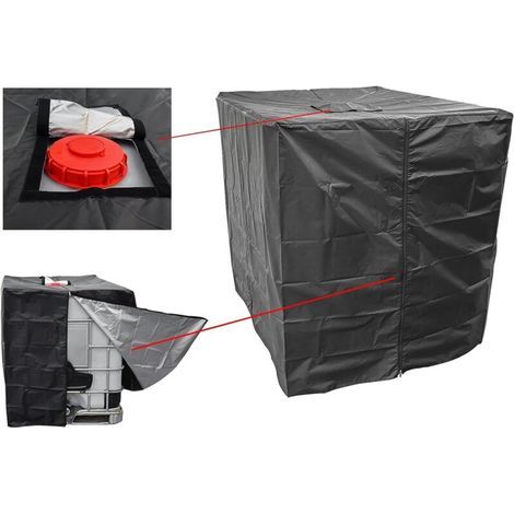 Housse De Réservoir Ibc - Pour Réservoir D'Eau De 1000 L - Pour Réservoir Ibc, Fermeture Éclair Noire., 120×100×116