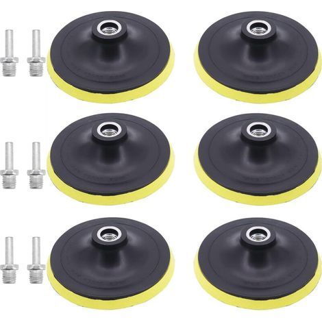 Lot De 6 Plateaux De Ponçage 150mm Disques Abrasifs Assiette De Ponçage Avec Filetage M14 Fermeture Auto-agrippante Plaque De Support De Ponçage Polissage Pour Perceuse Meuleuse D'Angle