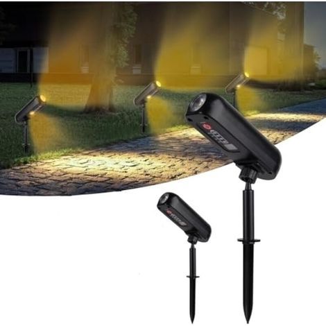 Projecteurs Solaires De Jardin, Lampes Solaires Led 3000k Pour Une Utilisation Extérieure, Indice De Protection Ip65, 2 Modes D'Éclairage (du Crépuscule À L'Aube) Pour Cour, Jardin, Arbres, Maison, Ga