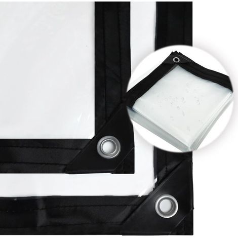 – Bâche De Protection Imperméable Transparente 3x3m – Polyéthylène Résistant Aux Intempéries – Œillets En Aluminium Pour Installation Facile