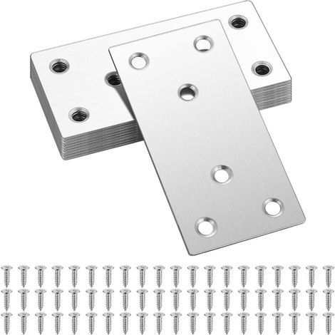 Plaque D'Assemblage Plate Perforée En 20 Pièces, Plaque Plate Fixe Droite, Connecteur D'Angle, Plaque De Connexion De Connecteur - Argent (40x80 Mm)