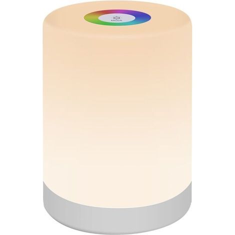 Veilleuse, Rvb, 7 Couleurs, 4 Modes D'Éclairage, Contrôle Tactile, Intensité Variable, Batterie 1200 Mah, Portable, Usb, Blanc