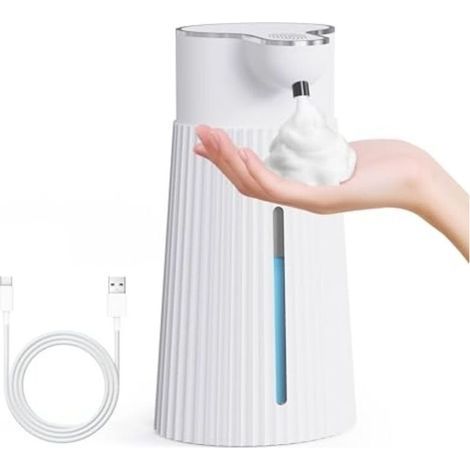 Distributeur De Savon Électrique 400 Ml Avec Capteur, Distributeur De Savon Mousse Automatique Mural, 2 Niveaux, Blanc, Usb, Étanche Ipx6