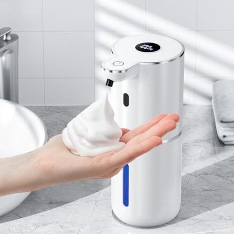 Distributeur De Savon Automatique Avec Affichage Numérique, Montage Mural Sans Contact, Électrique, 380 Ml, Avec Capteur, Rechargeable Par Usb, Pour Salle De Bain Et Cuisine, Blanc