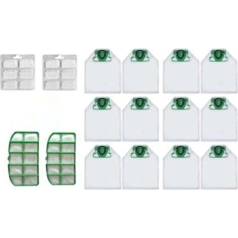 Kit Sac Aspirateur Pour Vorwerk Kobold Vk200 Vk220 Avec Filtre , Xu,remplacement - 12 Sacs De Rechange + 2 Filtres Hepa + 12 Parfums -