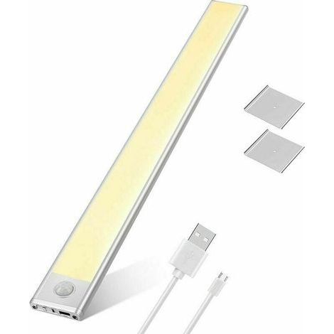 Lampe Led Sous Meuble 76 Led Rechargeable Éclairage D\'armoire Avec Détecteur De Mouvement Batterie Usb Éclairage D\'armoire Éclairage De Cuisine Capteur Bande Magnétique Lumière（lumière Blanche）