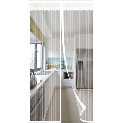 Rideau Moustiquaire Magnétique Pour Porte Jusqu'à 90 Cm X 210 Cm (blanc)