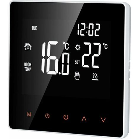 Thermostat Numérique 16 A - Écran Lcd - Écran Tactile - Programmable - Pour Maison, École, Bureau, Hôtel, Blanc