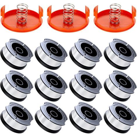 18 Pack Bobine Fil Coupe Bordure Compatible Avec Black Et Decker Coupe Bordures, A6481 A6485 1.65mm Bobine De Fil Debroussailleuse(12 Fil Coupe Bordure,3 Couvercle,3 Ressort)