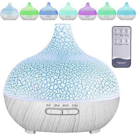 Diffuseur D'Huiles Essentielles,550ml Ultrasonique Humidificateur Diffuseur Aromathérapie Electrique,7 Couleurs Lumières Led